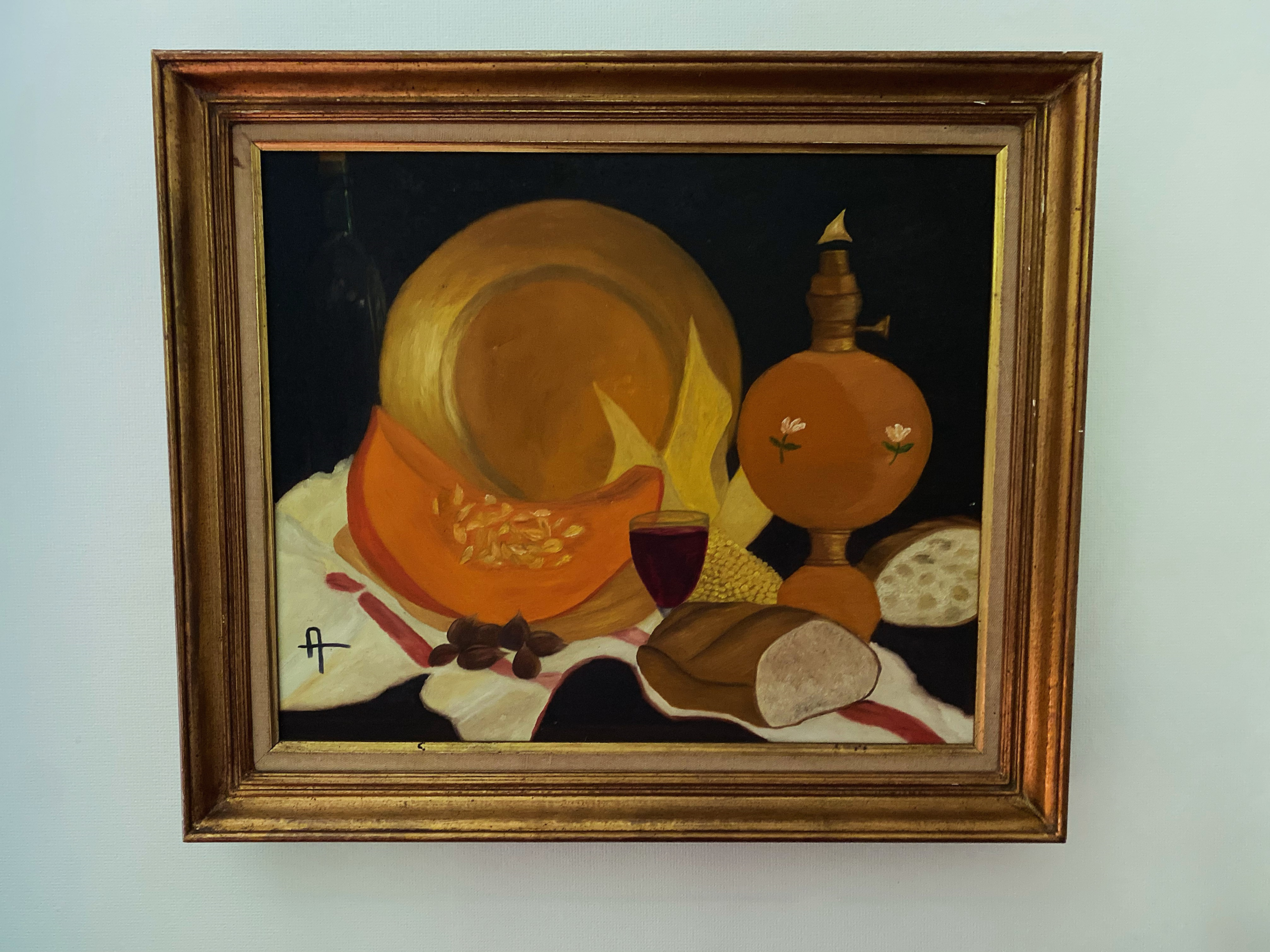 Tableau nature morte à la citrouille vintage