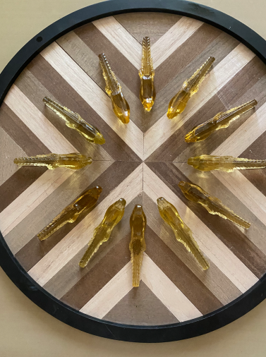 Porte couteaux oiseau verre ocre vintage