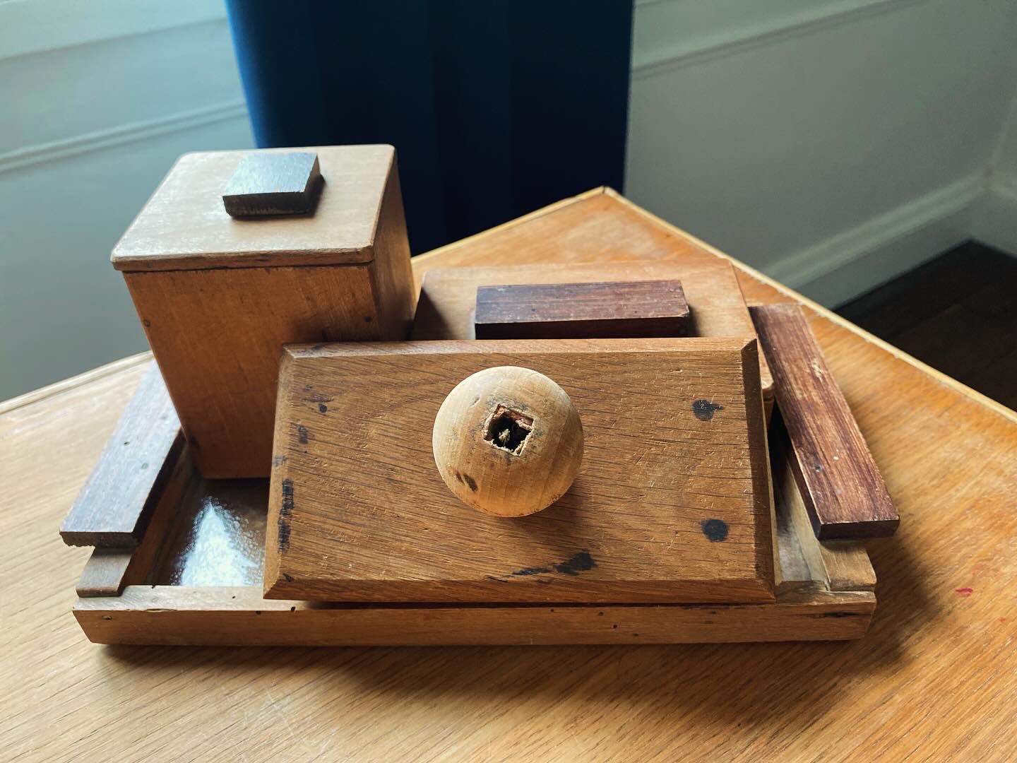 Set de bureau en bois vintage