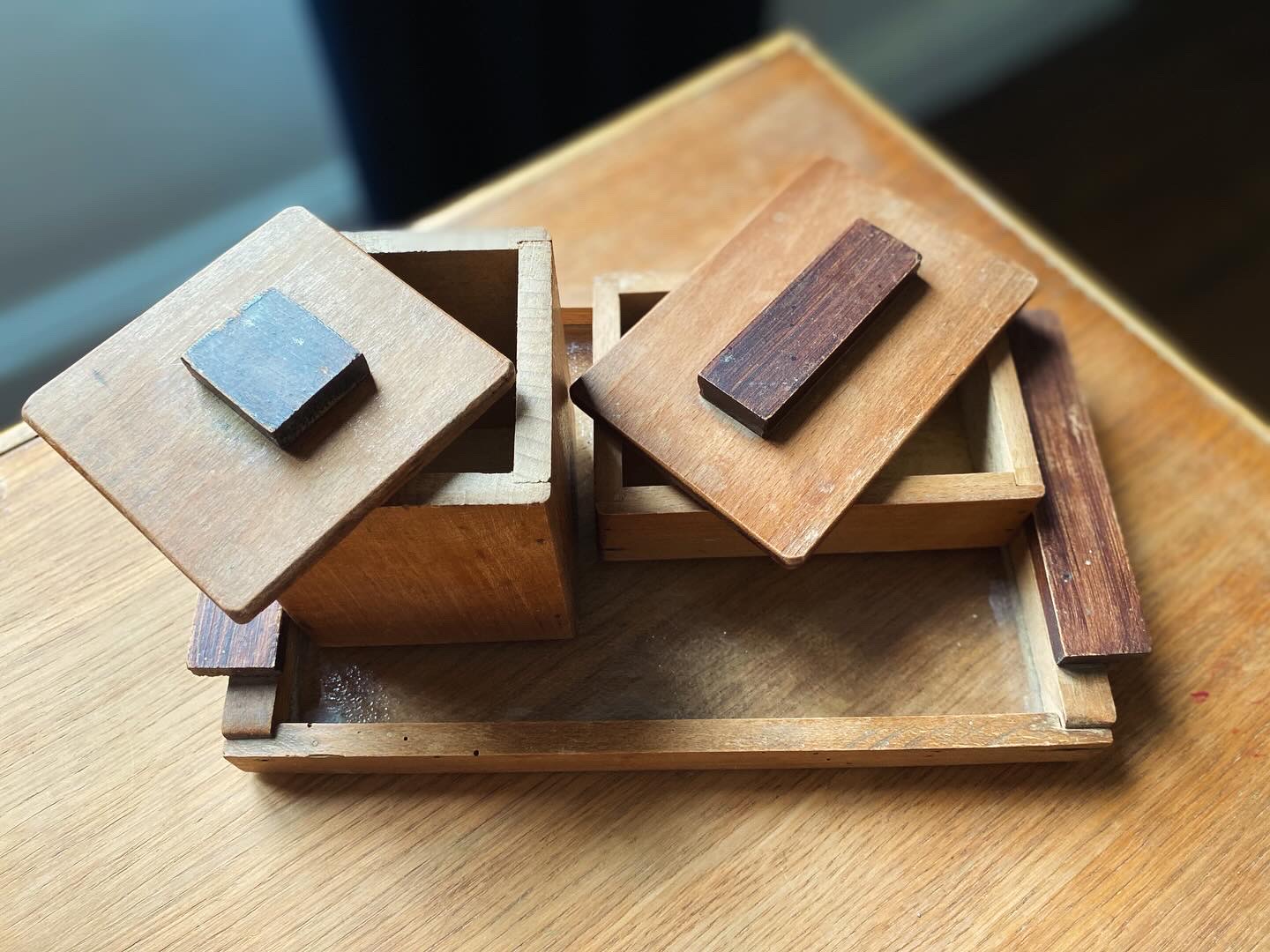 Set de bureau en bois vintage