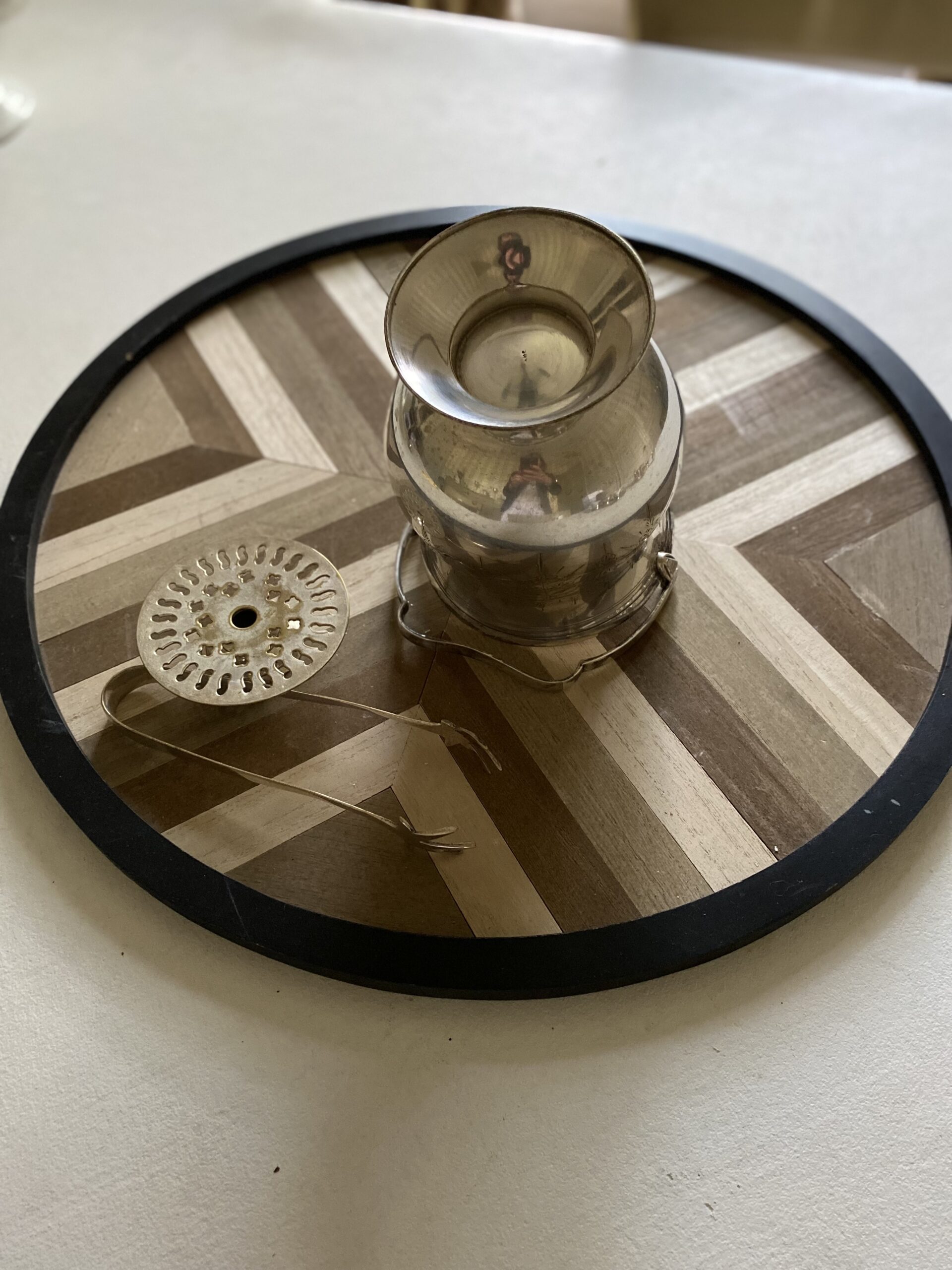 Seau à glaces métal argenté avec pince vintage ancien