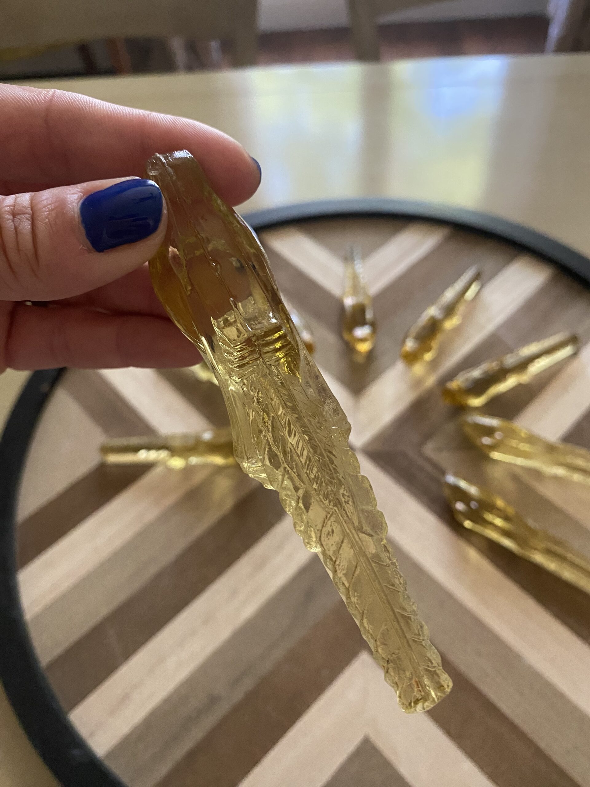 Porte couteaux oiseaux verre ocre