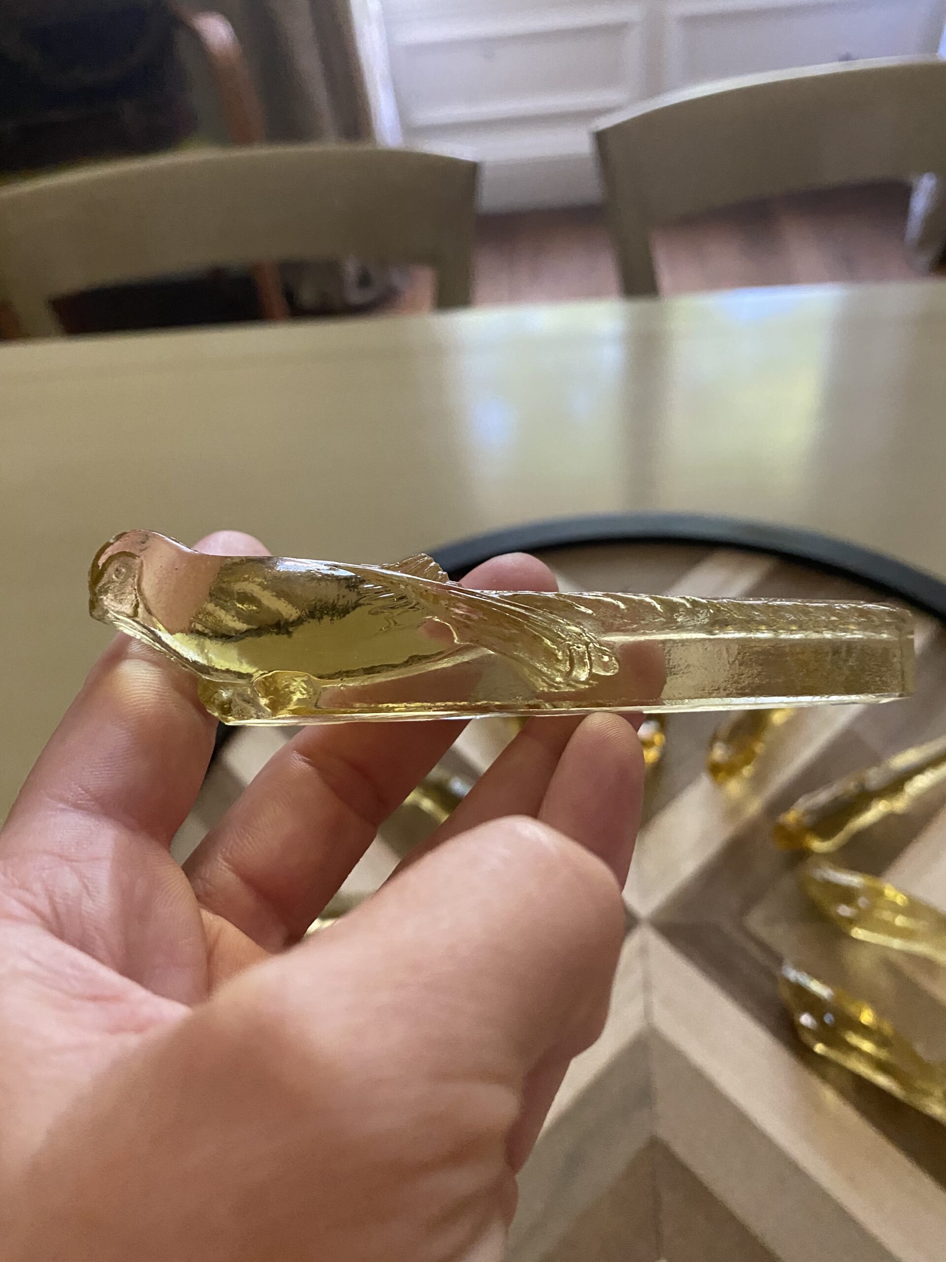 Porte couteaux oiseaux verre ocre