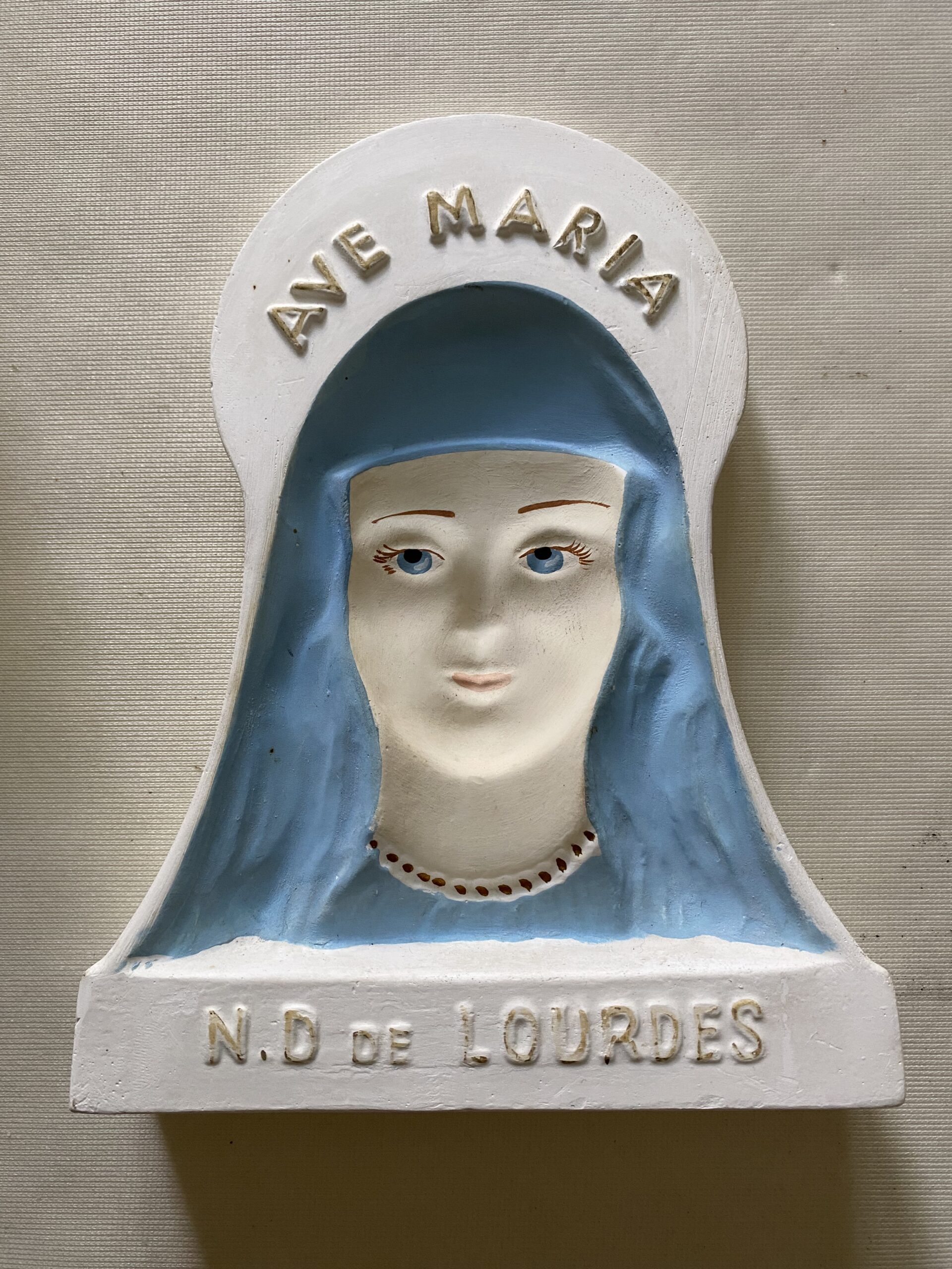 Buste Avé Maria plâtre vintage Notre Dame de Lourdes