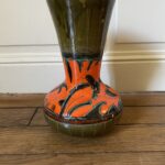 Vase sgraffito vintage en céramique italienne décor incisé années 1950