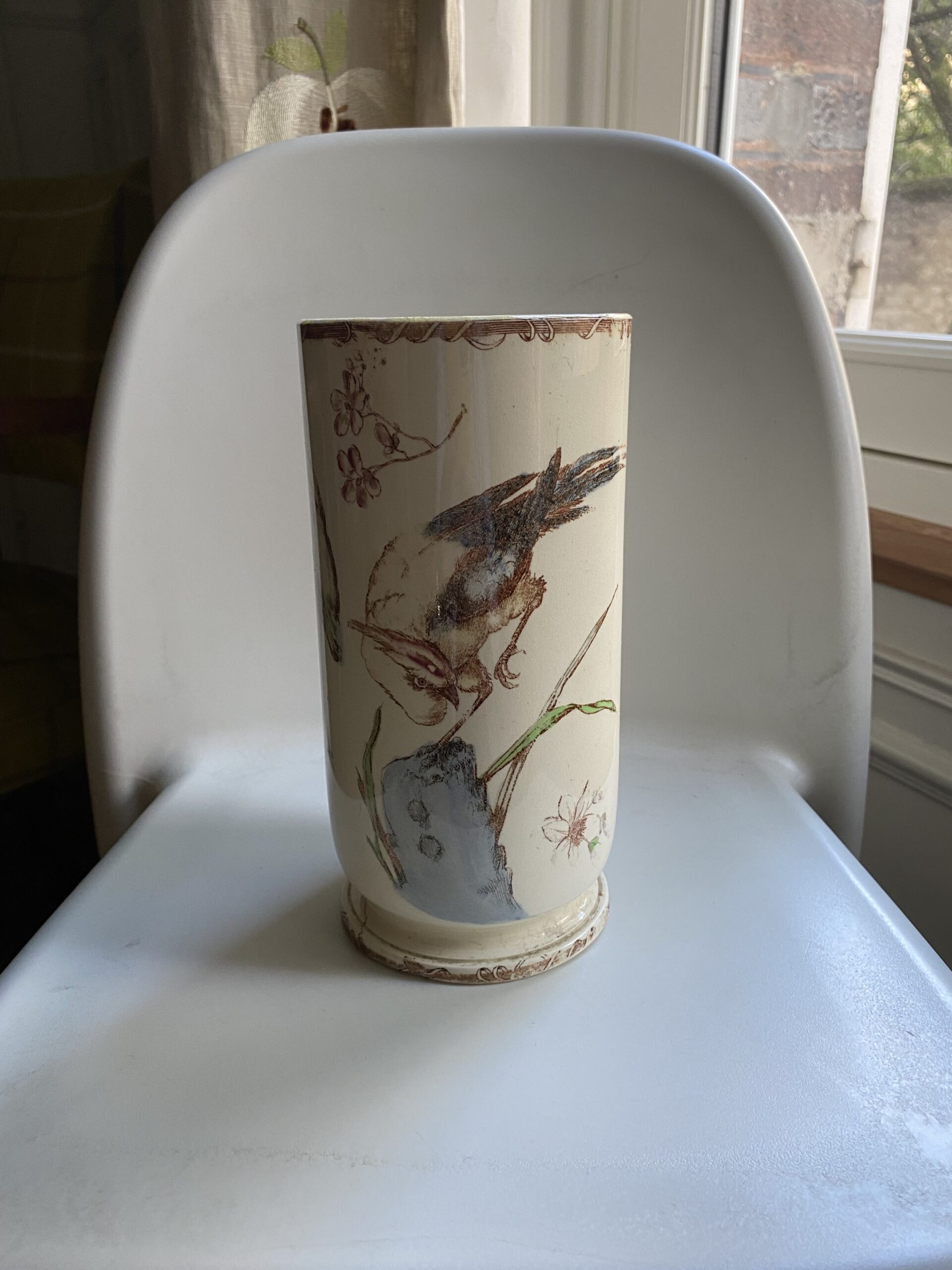 Vase aux oiseaux LUNEVILLE ancien