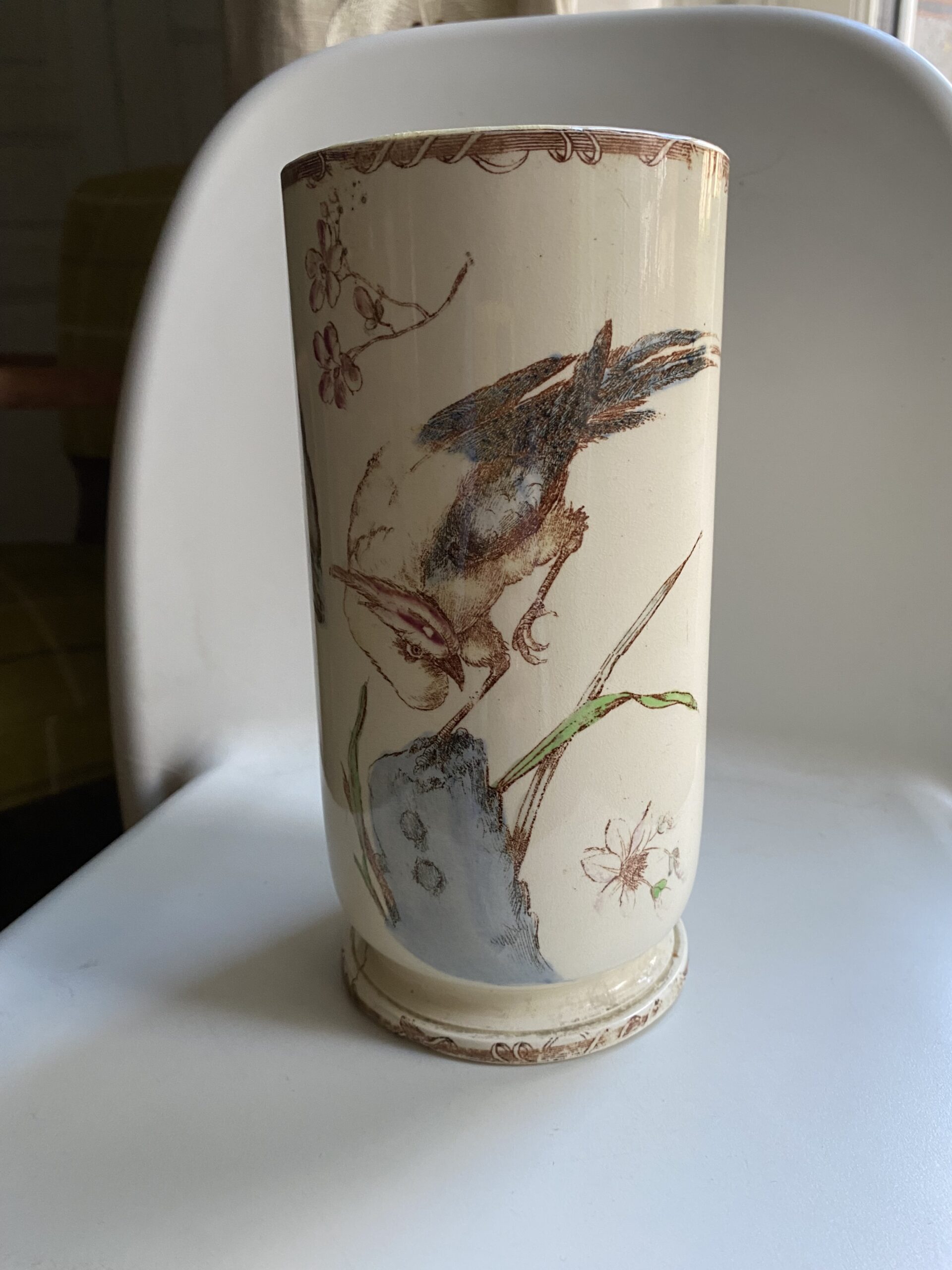 Vase aux oiseaux LUNEVILLE ancien