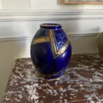 Vase art déco bleu doré