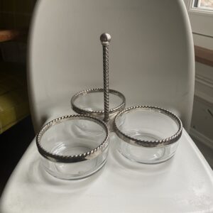 Serviteur verre et métal argenté italien