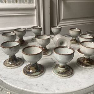 Coquetiers vintage grès peint émaillé