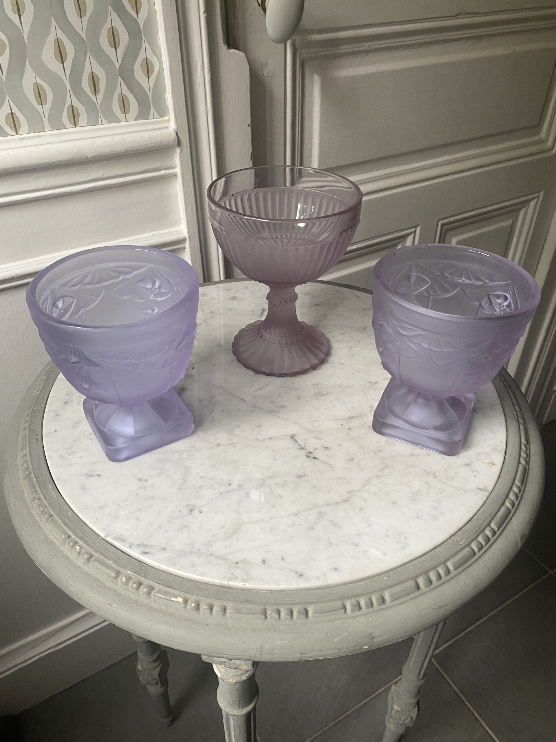 Drageoirs violet verre style art déco