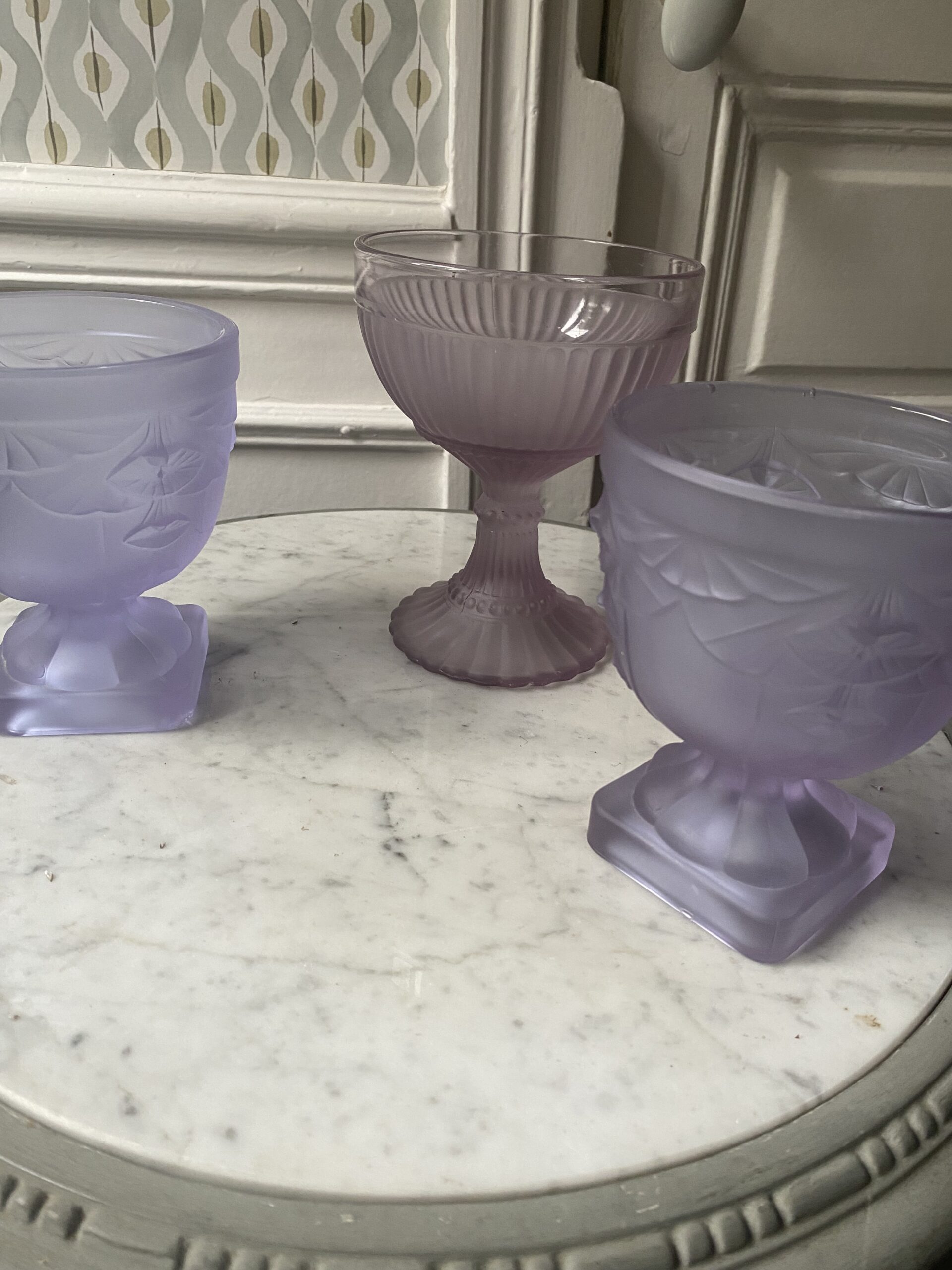 Drageoirs violet verre style art déco