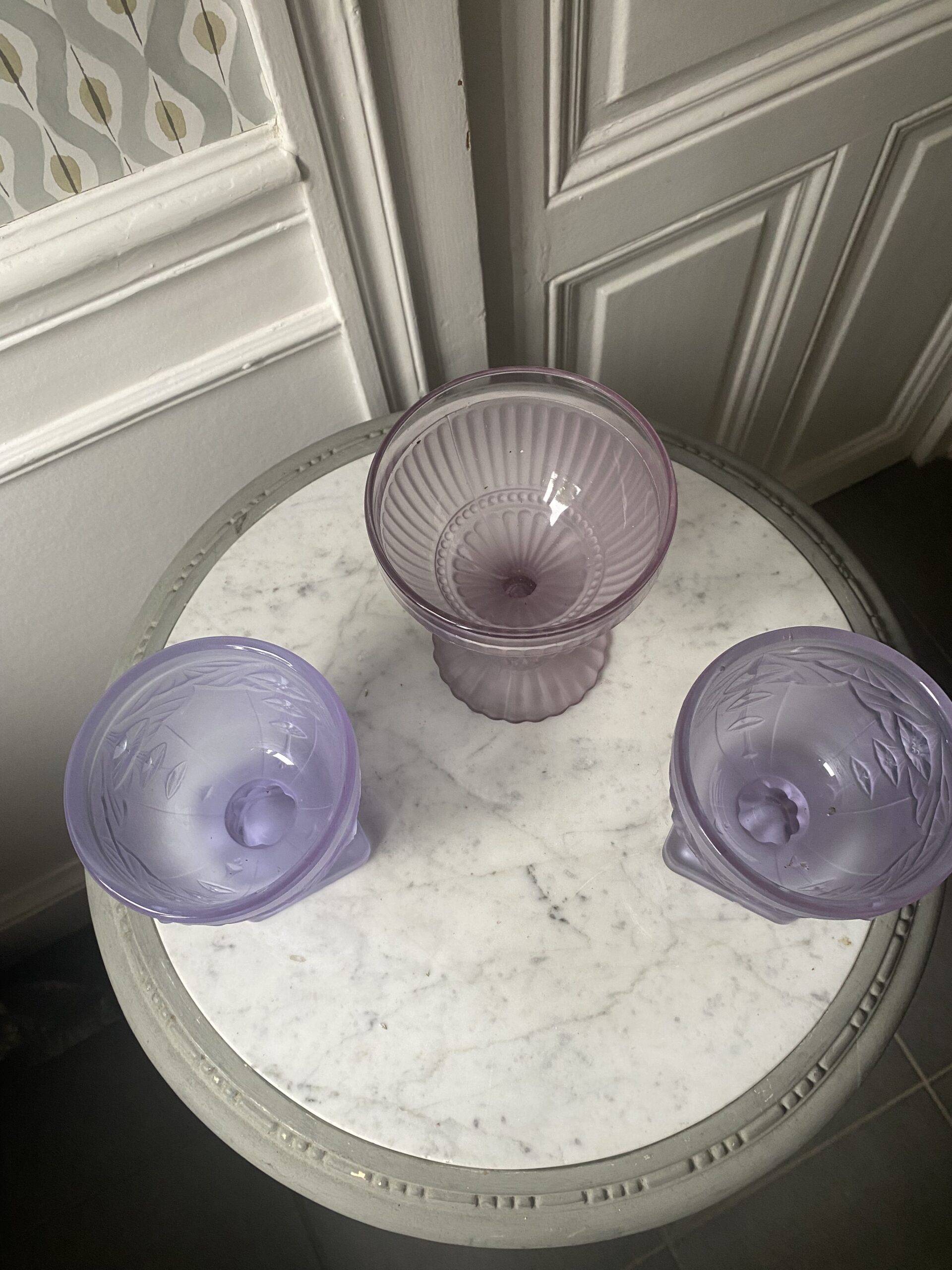 Drageoirs violet verre style art déco