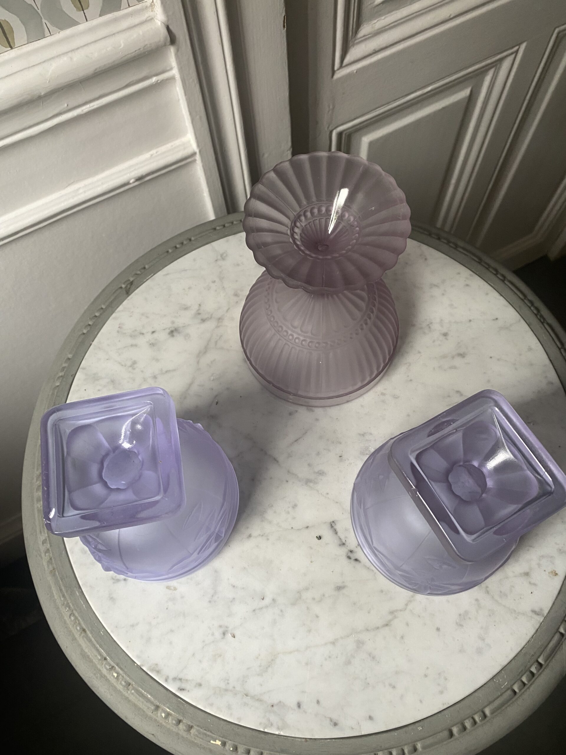 Drageoirs violet verre style art déco