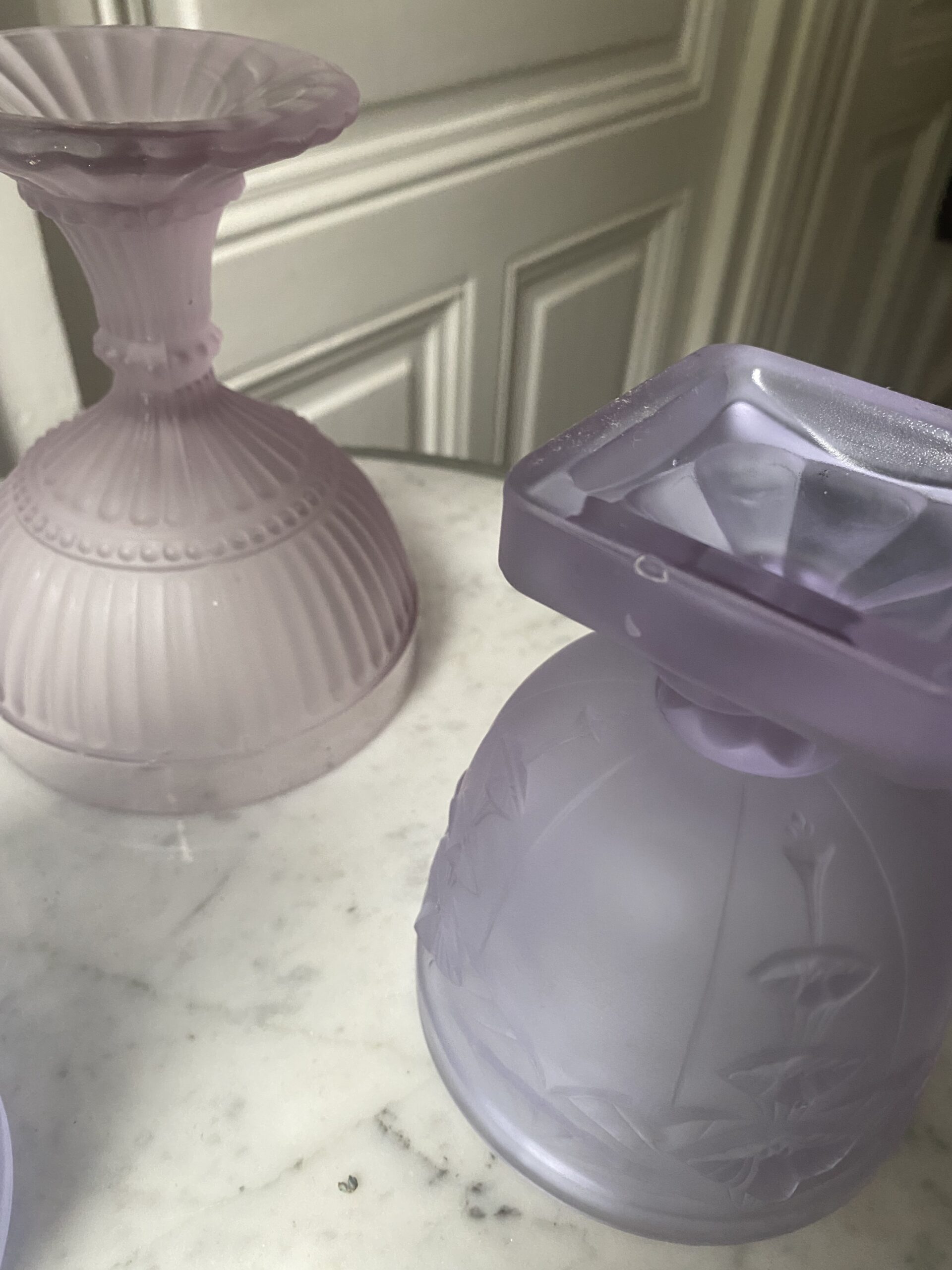 Drageoirs violet verre style art déco