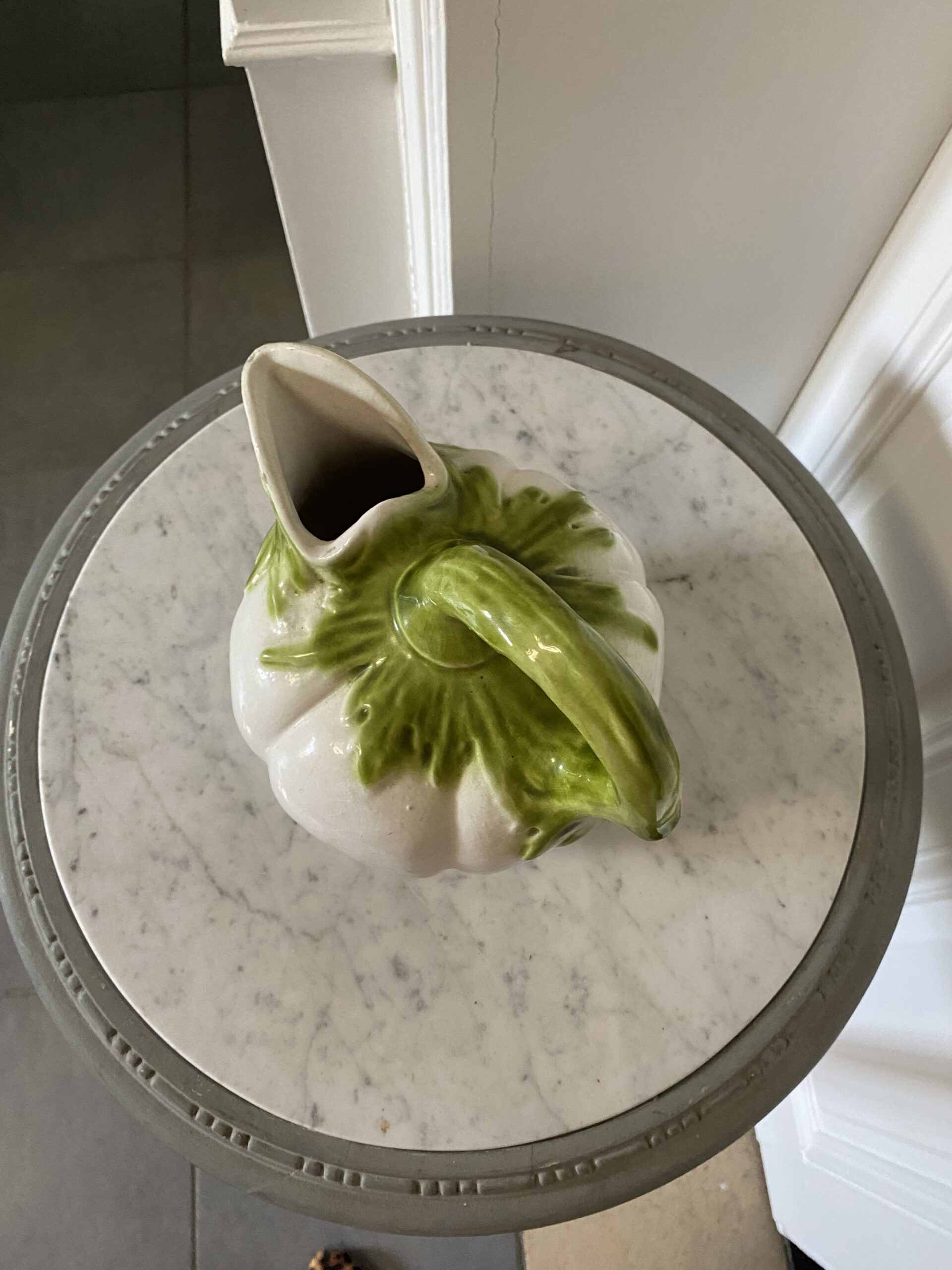 Pichet citrouille vert blanc vintage