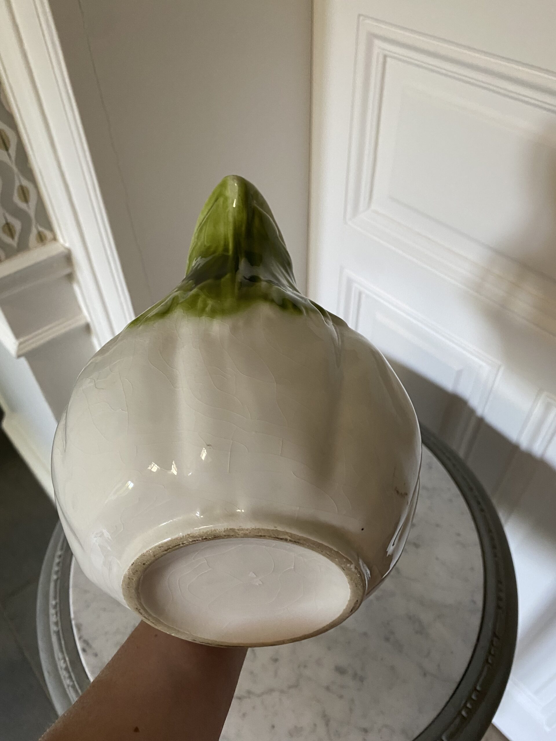 Pichet citrouille vert blanc vintage