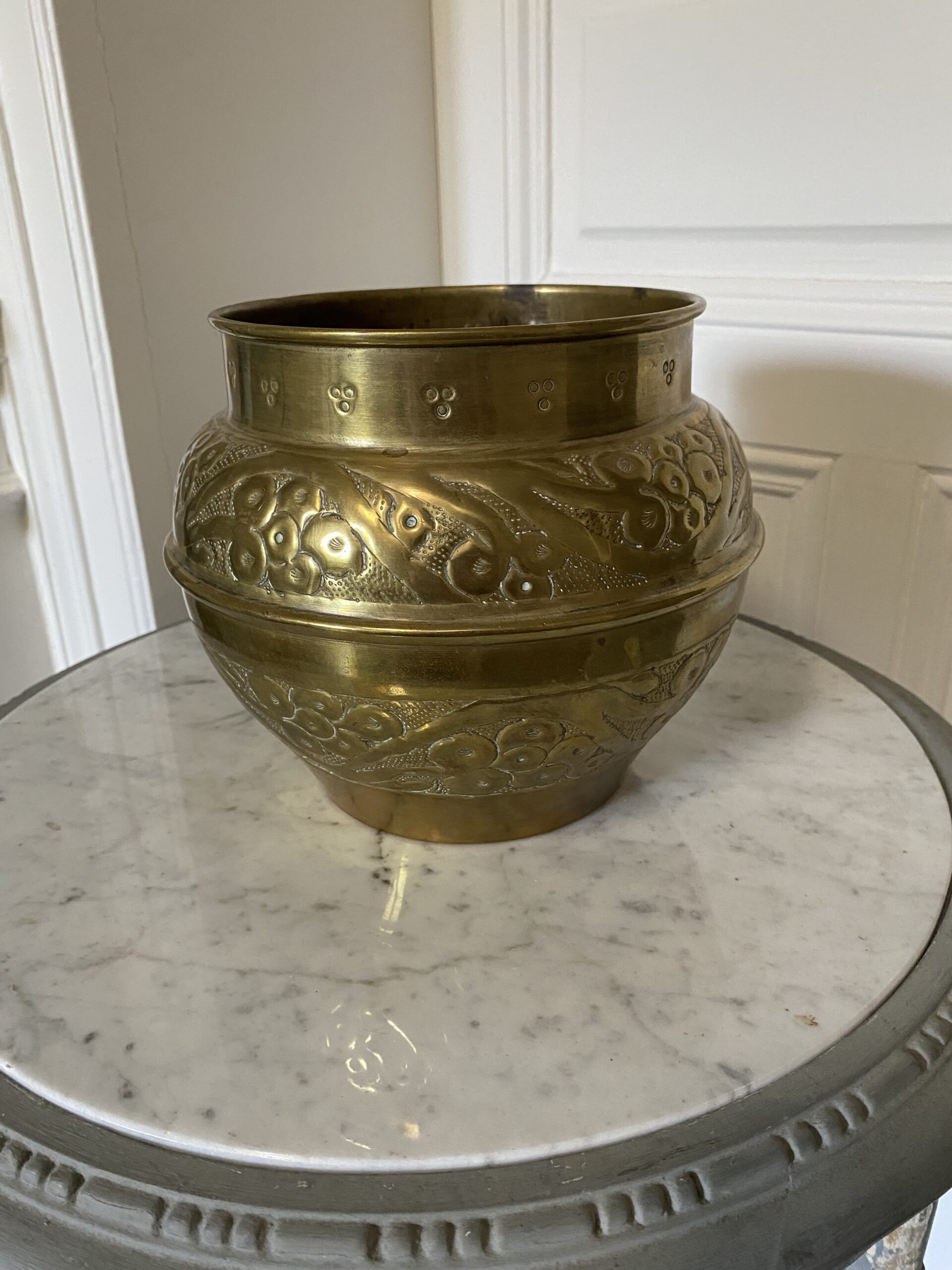 Vase boule laiton vintage