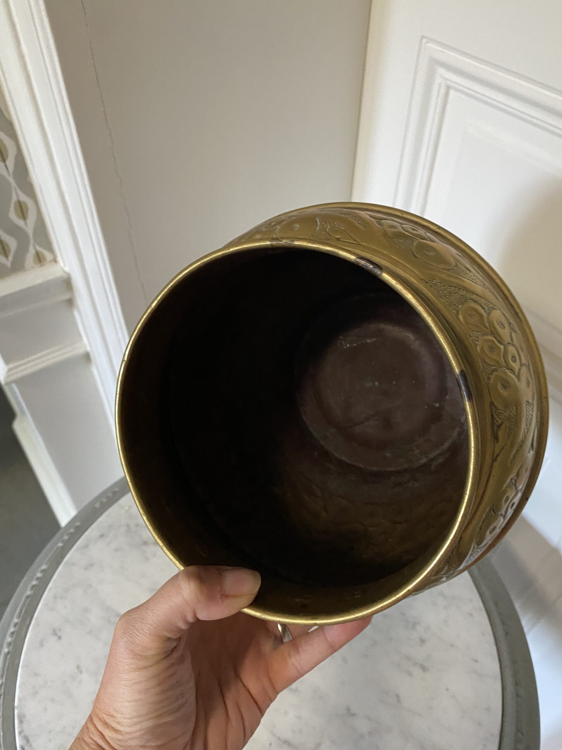 Vase boule laiton vintage