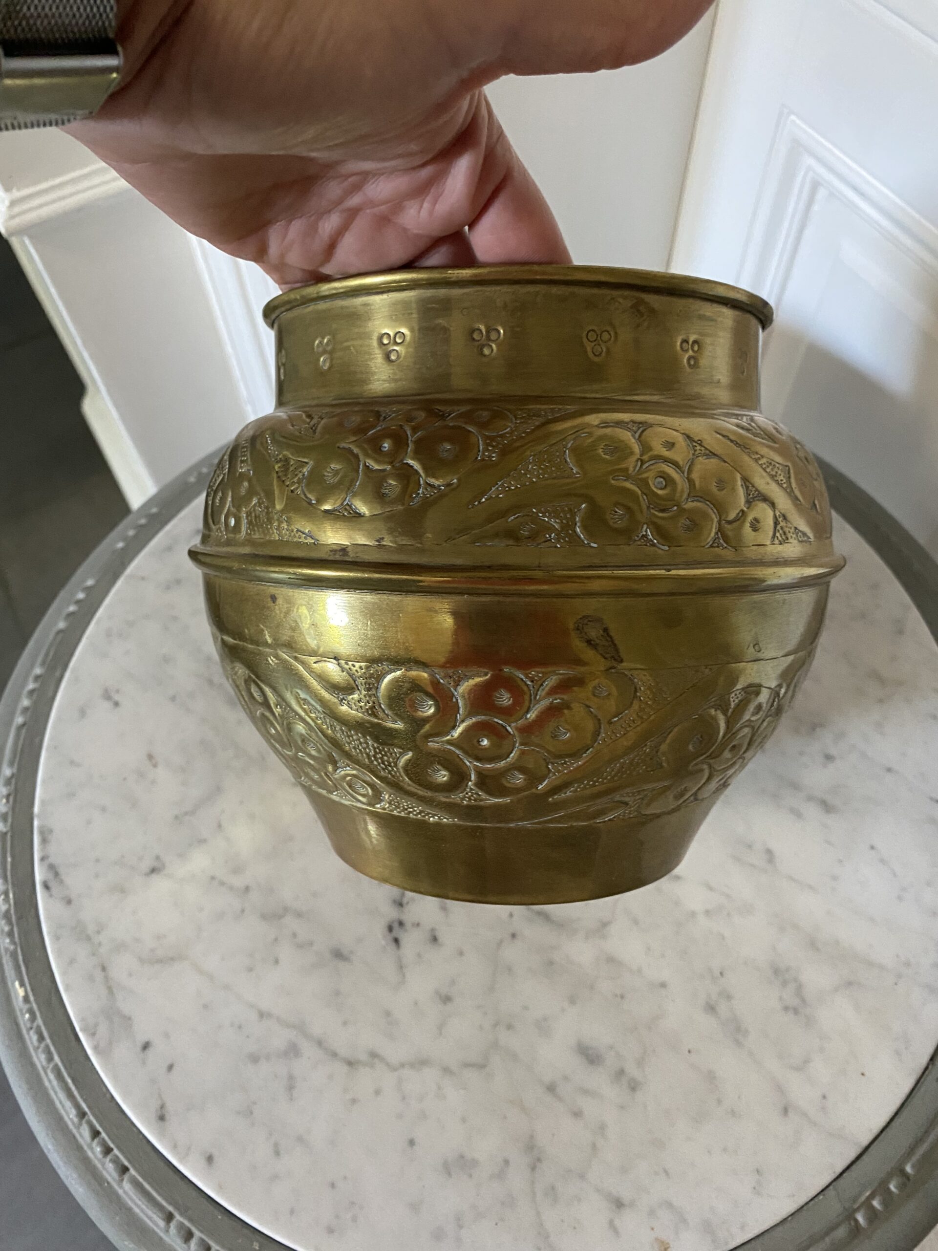 Vase boule laiton vintage