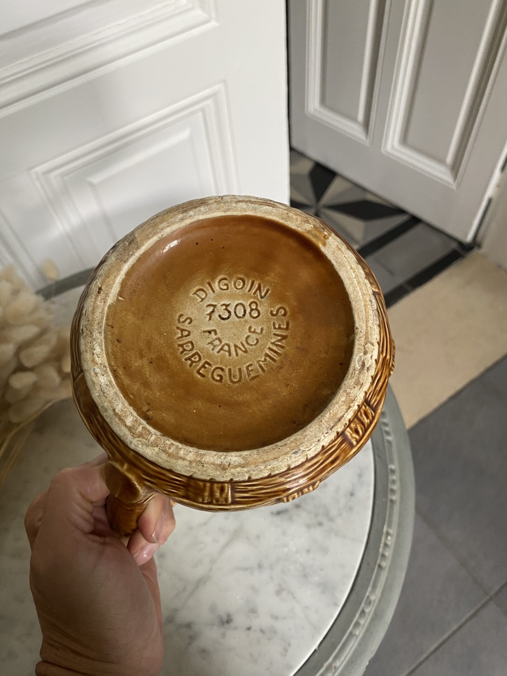 Pichet cannage faïence vintage Digoin Sarreguemines