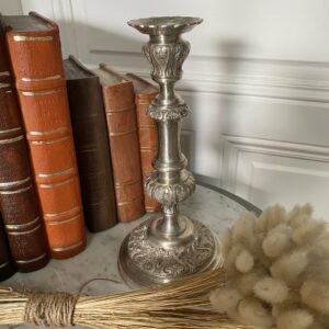 Flambeau ancien cuivre argenté